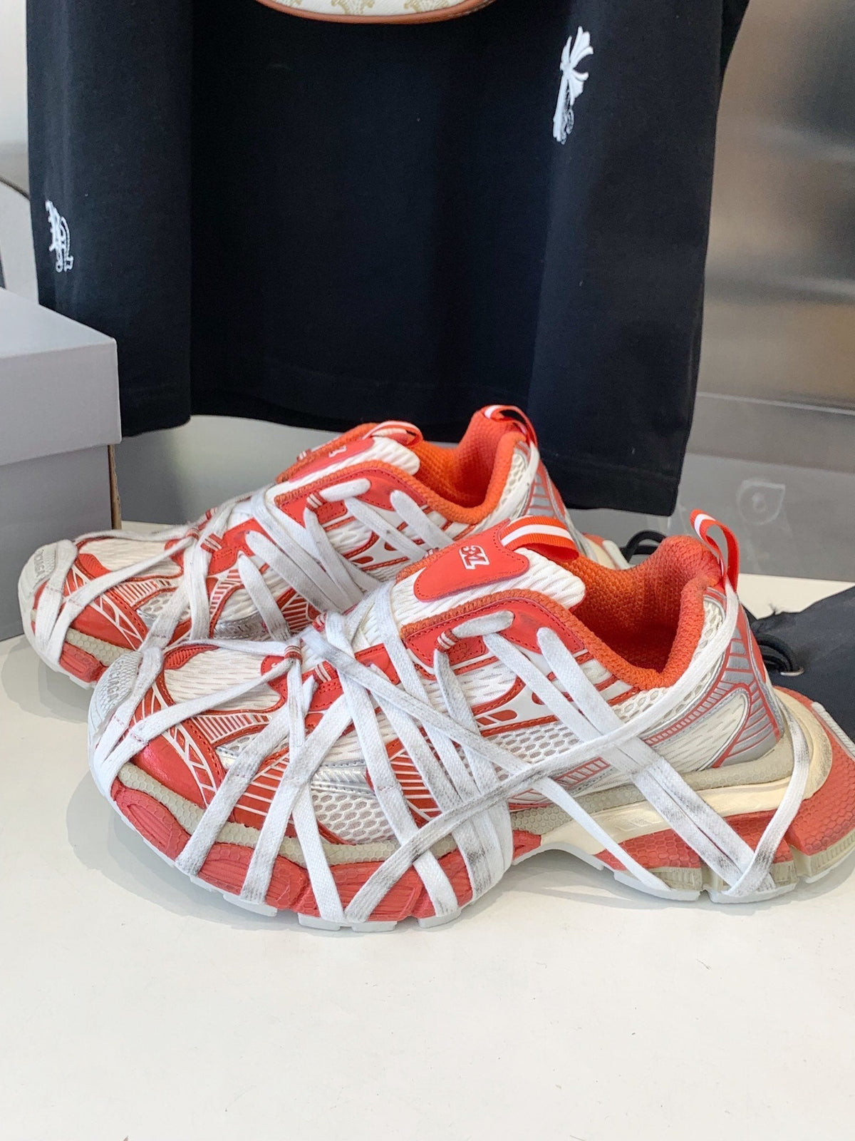 3XL EXTREME LACE SNEAKER ORANGE MIX DUST WHITE AND SILVER