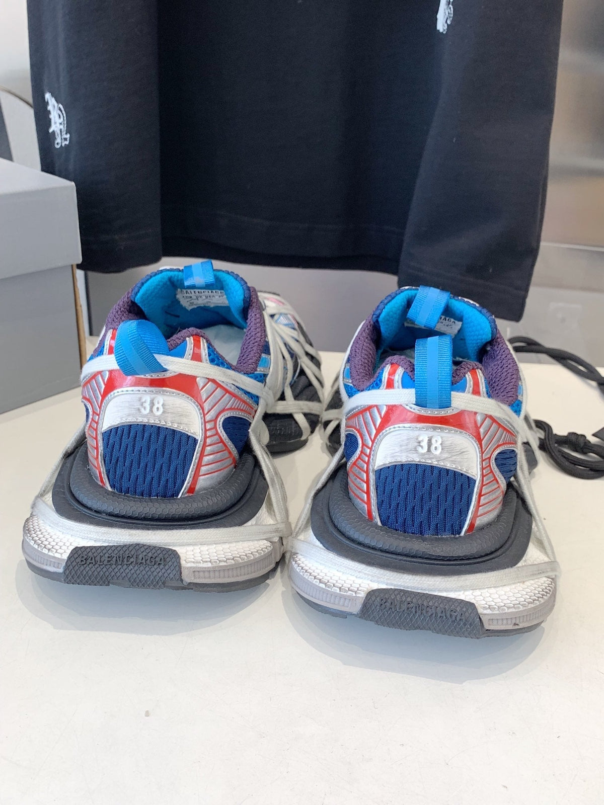 3XL EXTREME LACE SNEAKER BLUE MIX PINK SILVER AND RED
