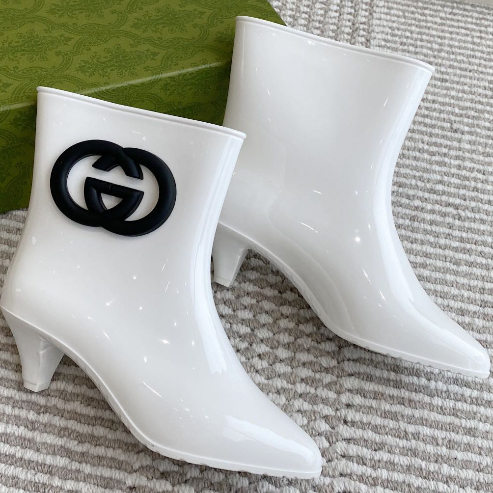 GC Ankle With Interlocking G Boot White Rubber 291026
