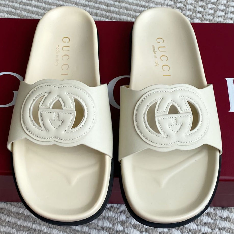 GC Slipper White Cowhide 291036