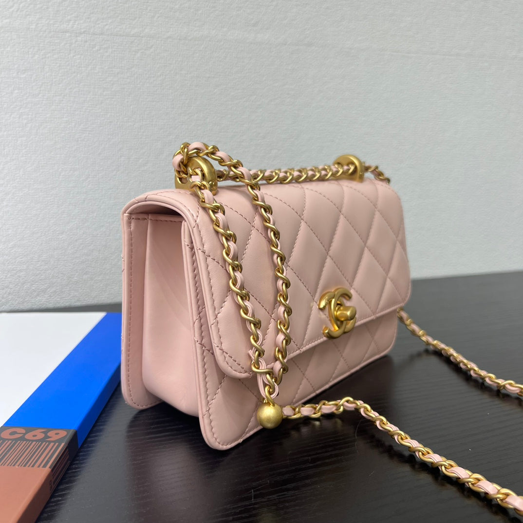 CC 25S Woc Pink Calfskin Gold Hardware