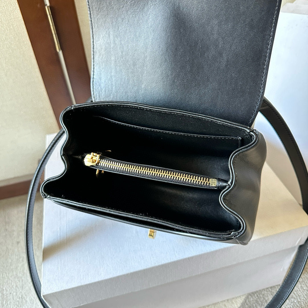 MINI 16 BAG 18CM IN SATINATED CALFSKIN BLACK