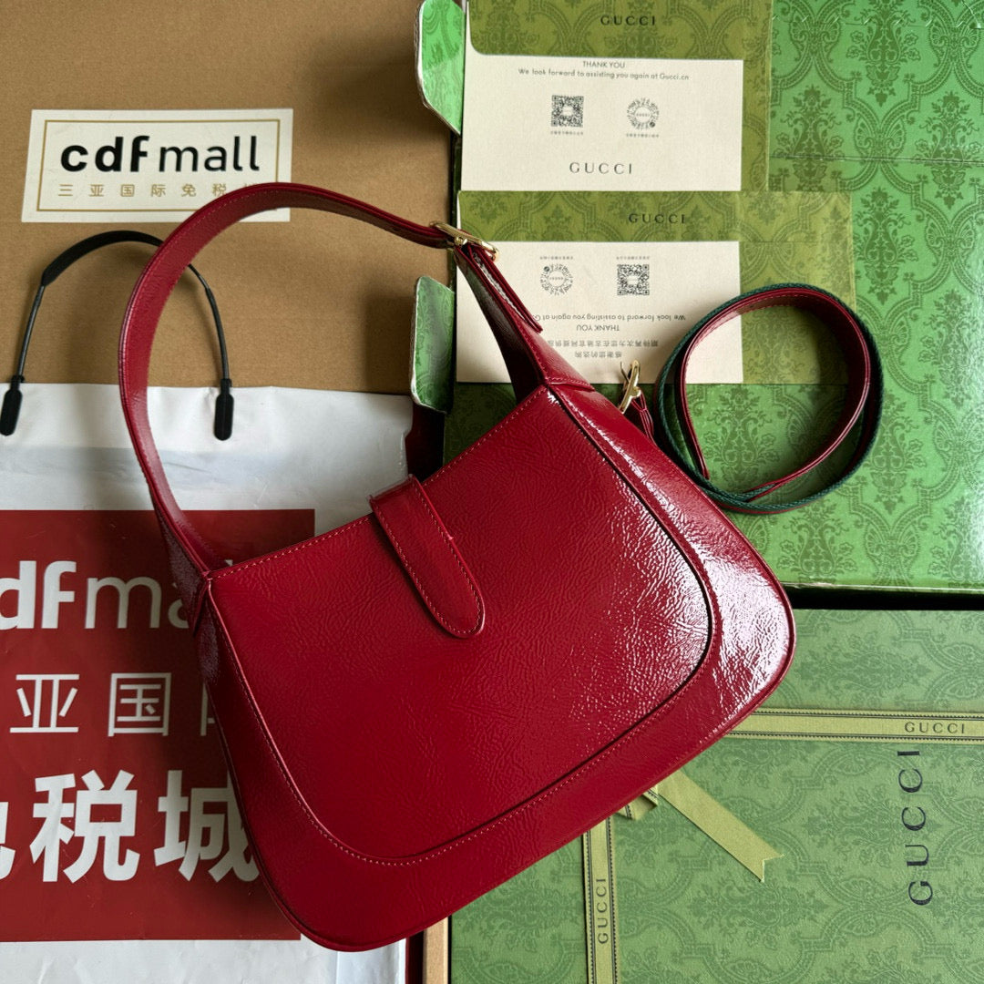GG JACKIE MINI 19 SHOULDER BAG IN DARK RED CALFSKIN