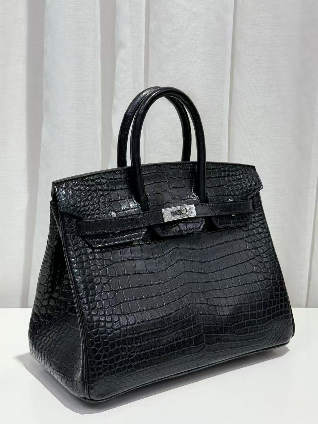 HM Birkin 35cm Black Crocodile Silver Hardware (Needs 30-day preparation)