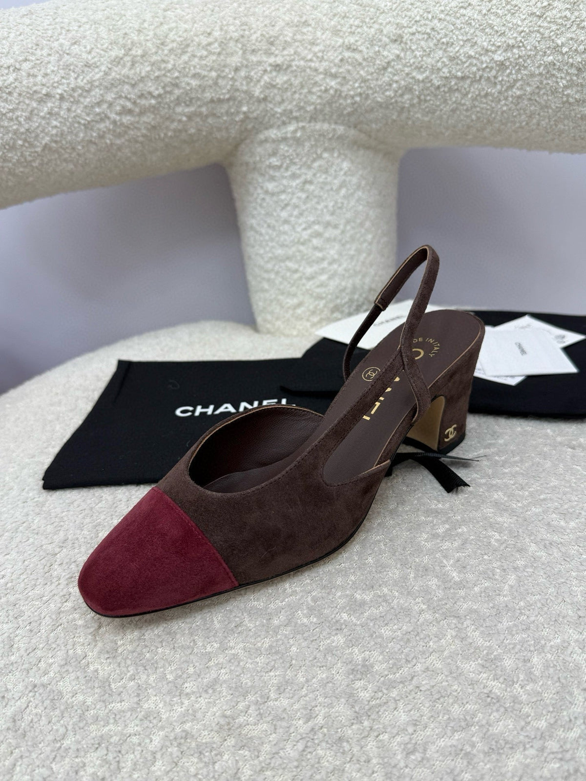 CC 25A Slingback Chocolate Dark Red Suede