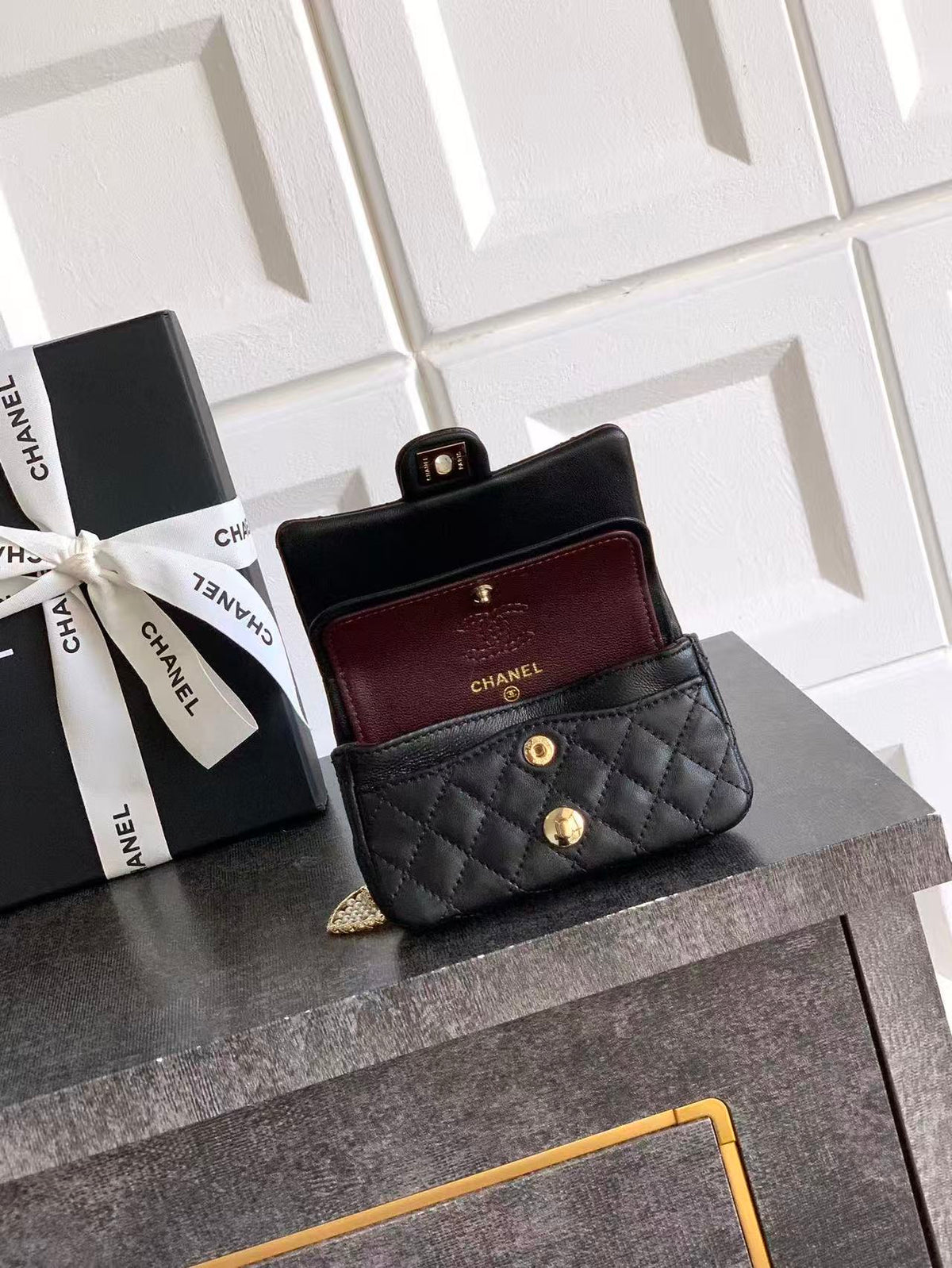 Chanel Bag 12.5cm Black Gold Lambskin