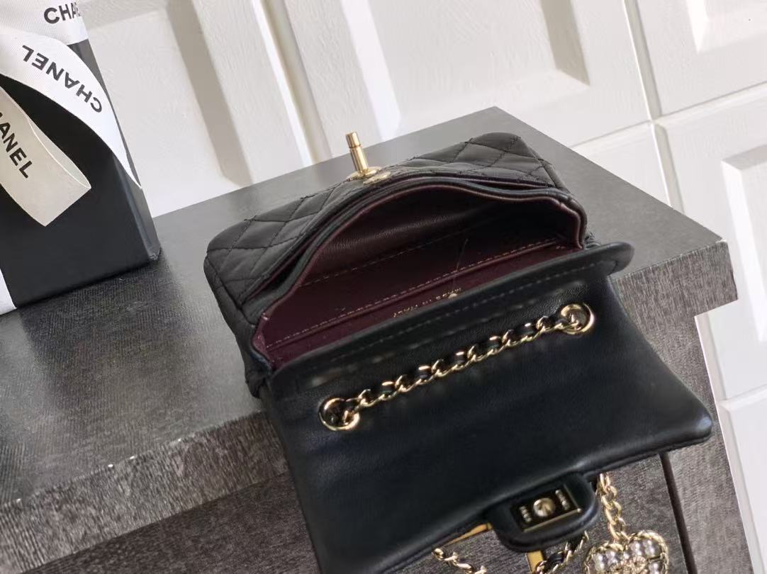 Chanel Bag 12.5cm Black Gold Lambskin