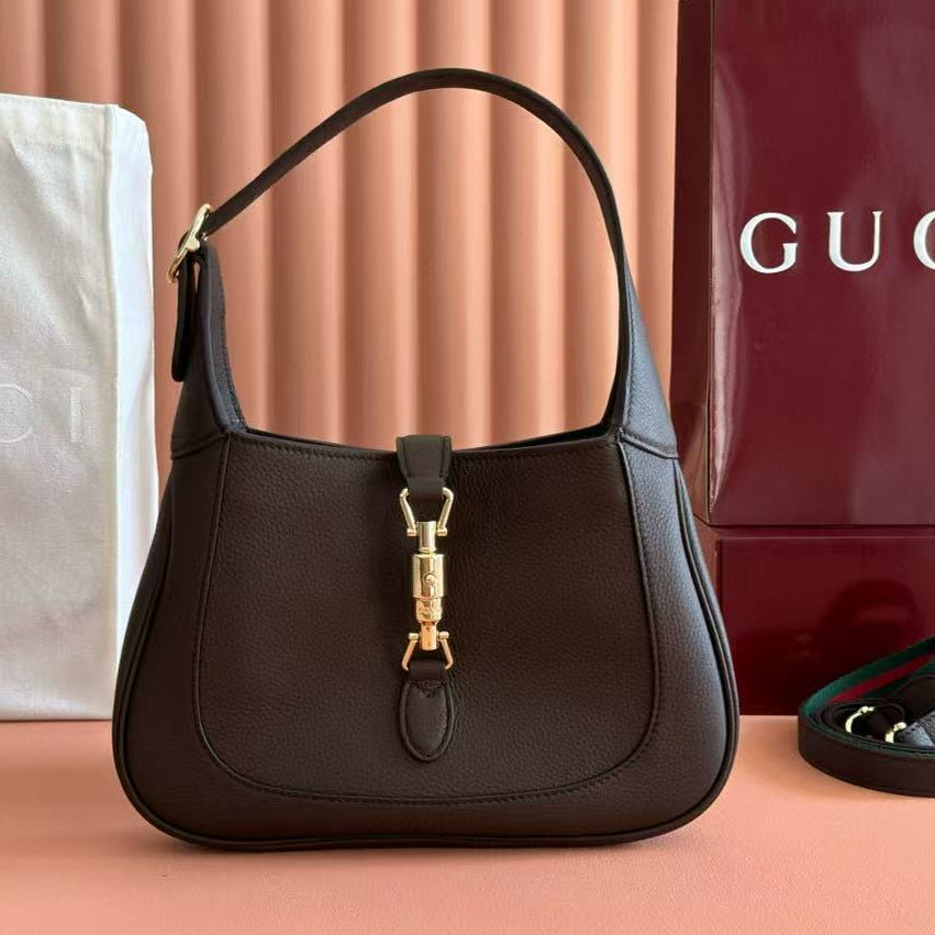 Gucci 25 Jackie Bag Dark Brown Grain Leather
