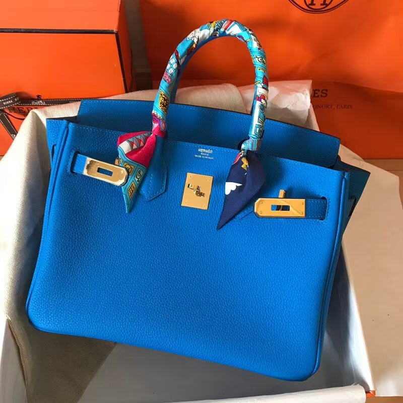 Hermes 2025 Birkin Bag 30cm Blue Leather