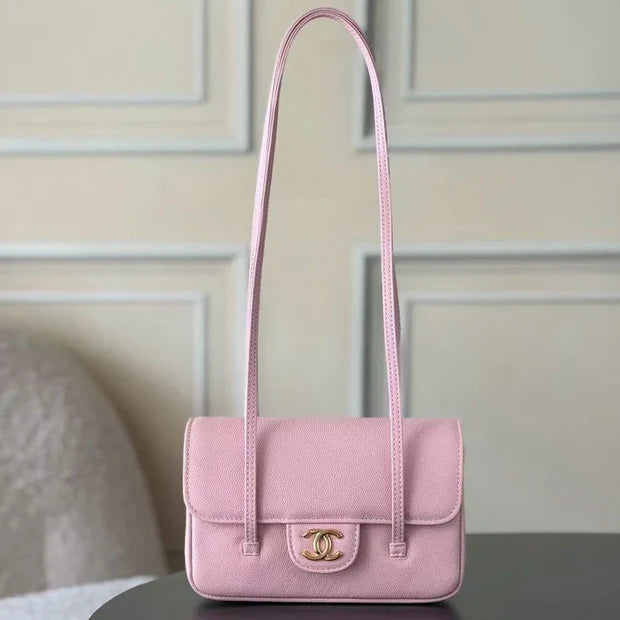 Chanel 26 Shoulder Bag 17cm Pink Caviar Leather