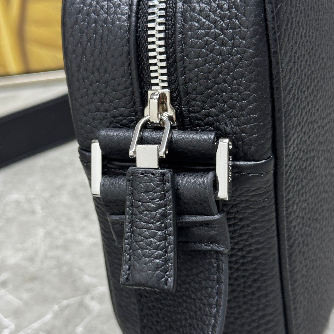 Prada 2026 Shoulder Bag 25cm Black Brown Grained Leather