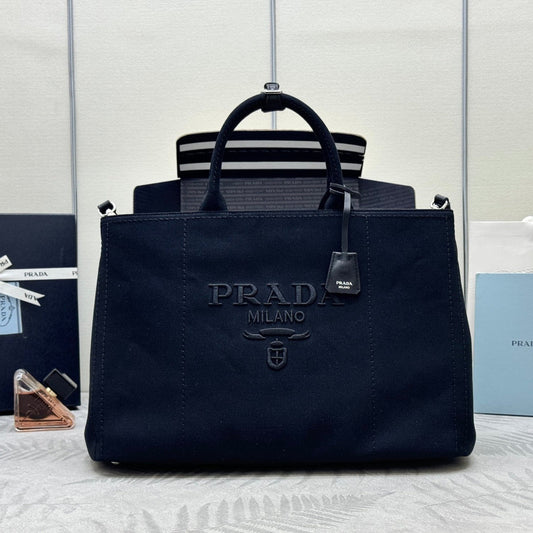 Prada 2026 Jardinière Tote Bag 43cm Cotton Canvas