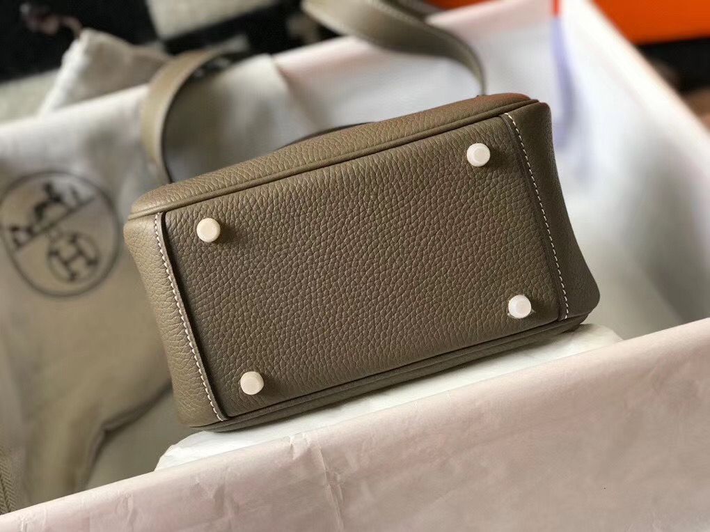 HM Mini Lindy 20cm Taupe Clemence Leather