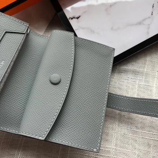 HM Bearn 10cm Mini Wallet In Blue Lin Epsom Leather