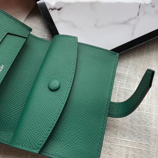 HM Bearn 10cm Mini Wallet In Vert Vertigo Epsom Leather