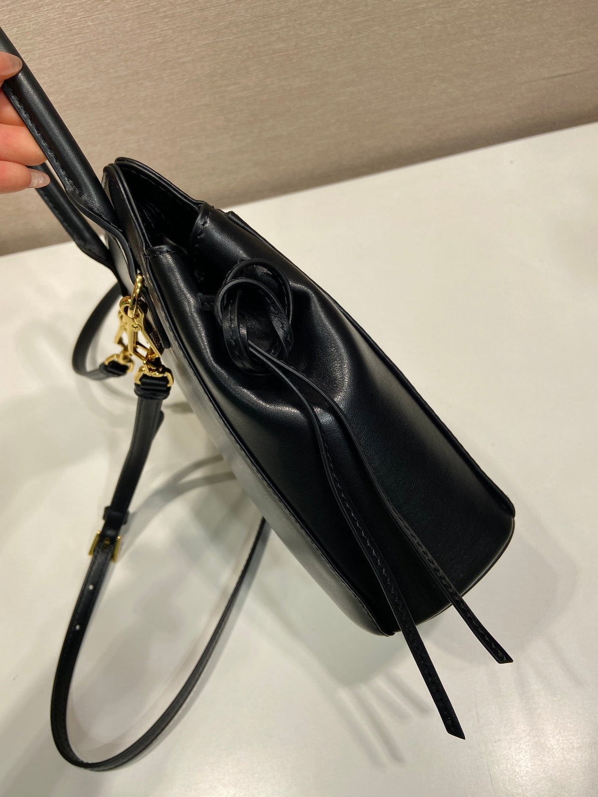 Prada 2026 Carry Bag 21cm Black White Brown Calfskin 351841