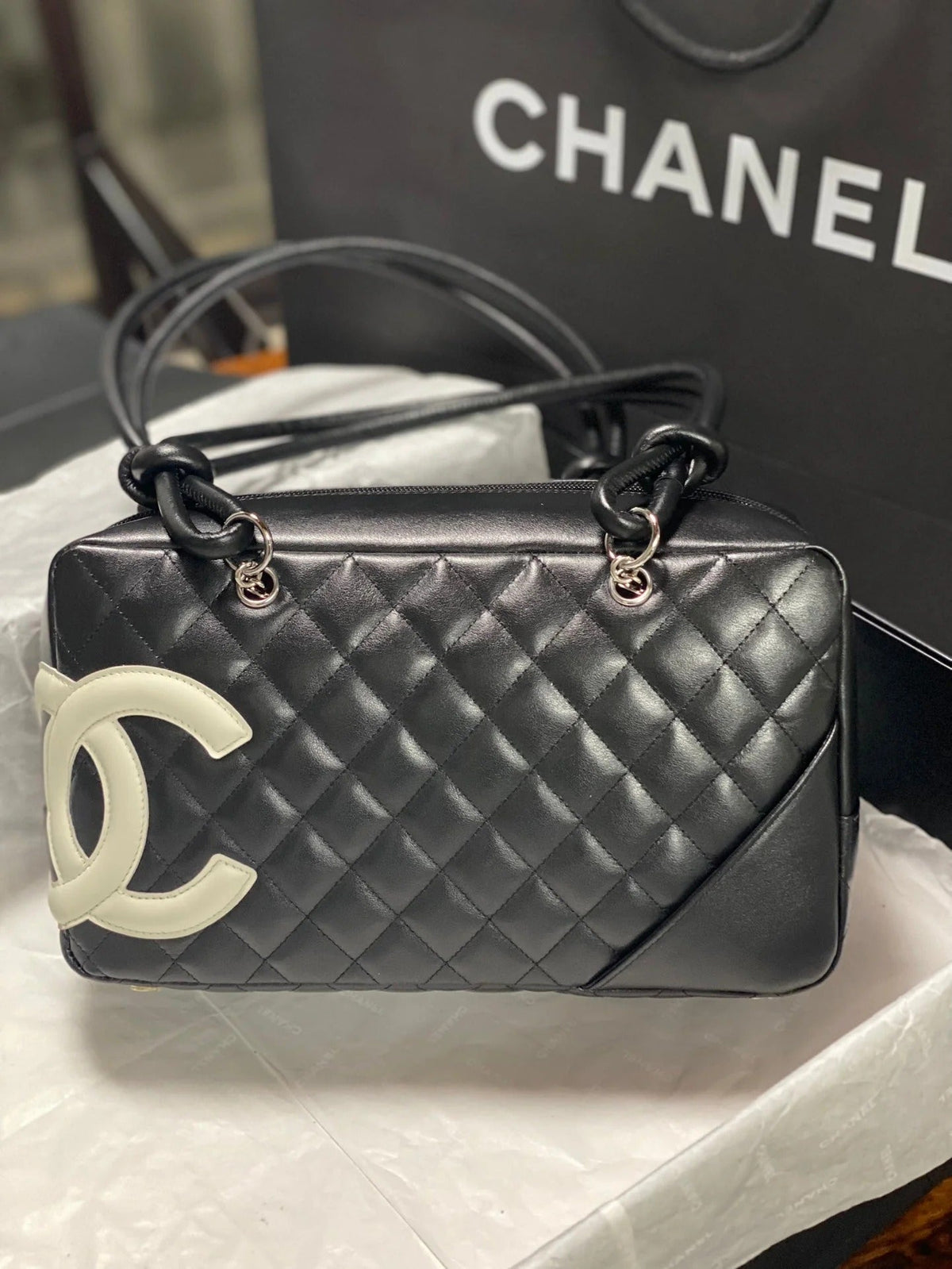 Chanel 2026 Cambon Ligne Bowler Bag 18cm Quilted Leather 348252