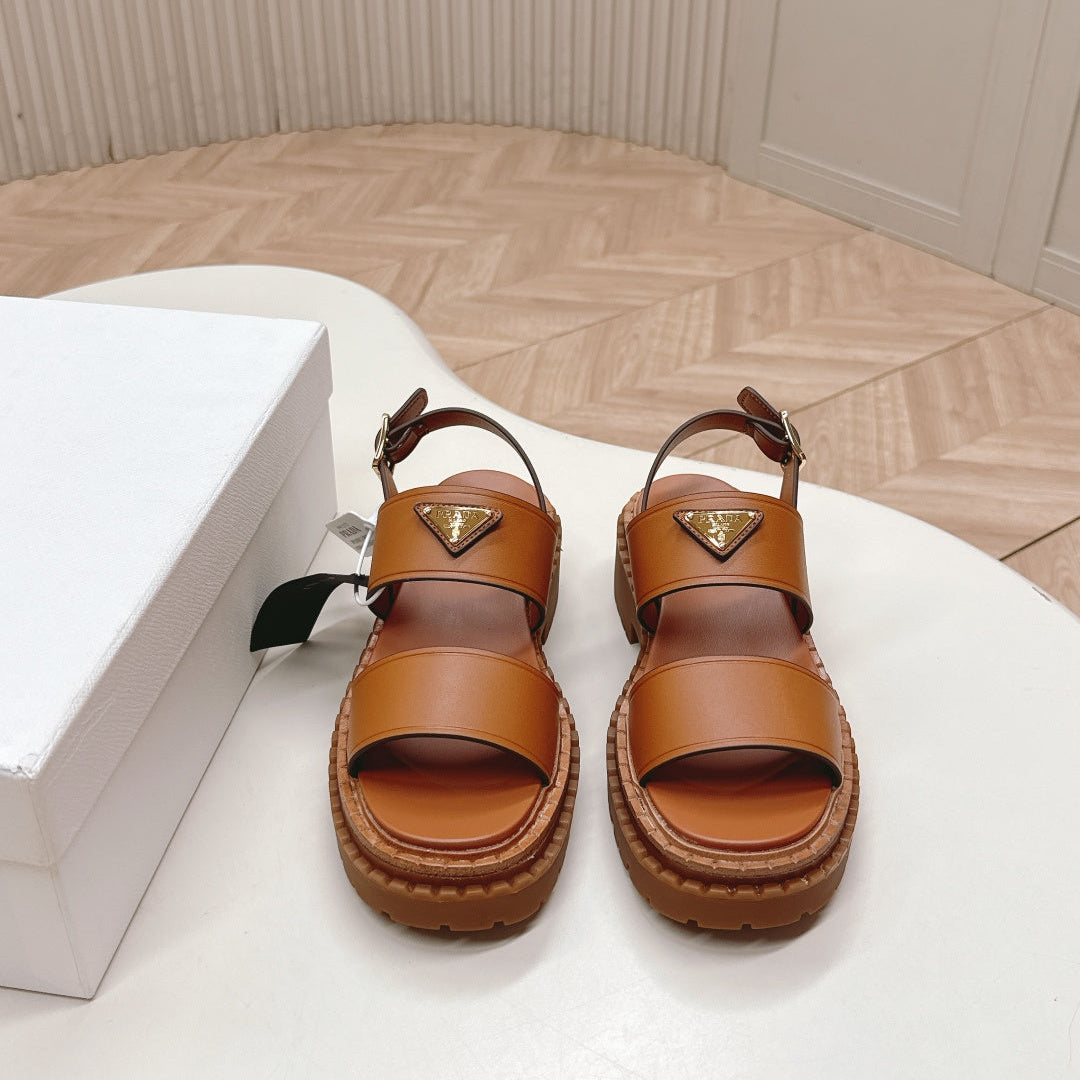 PRA 26S Platform Sandals Brown Cowhide 600566