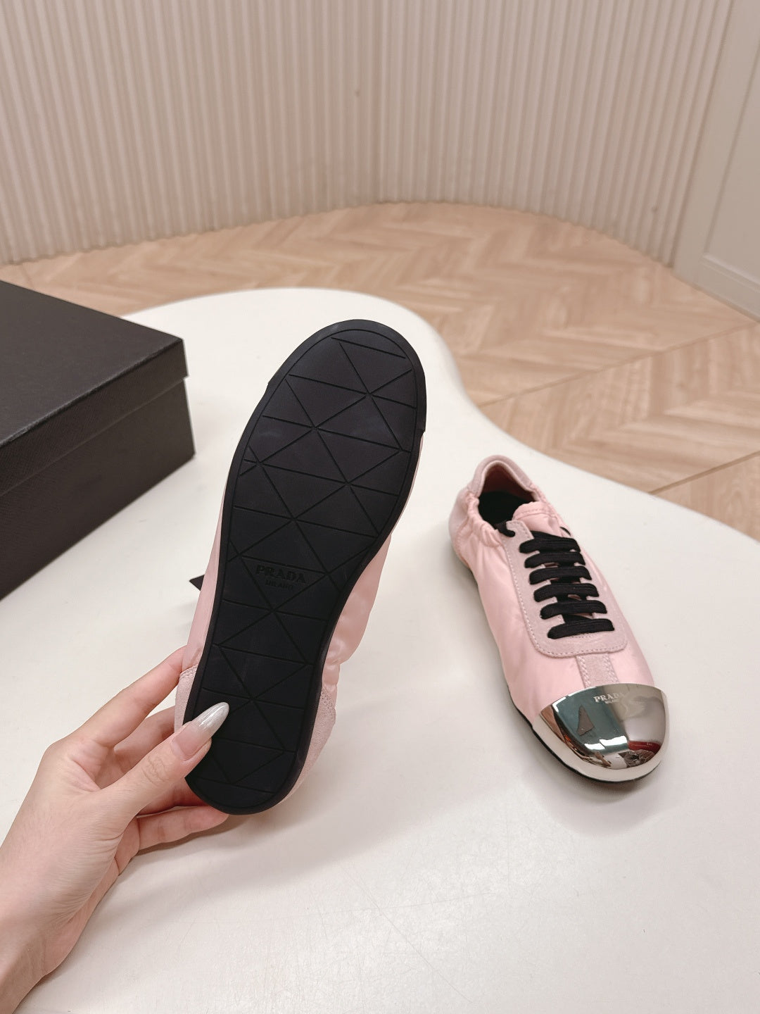 PRA 26S Mary Jane White Light Pink Sliver Canvas Suede 600626