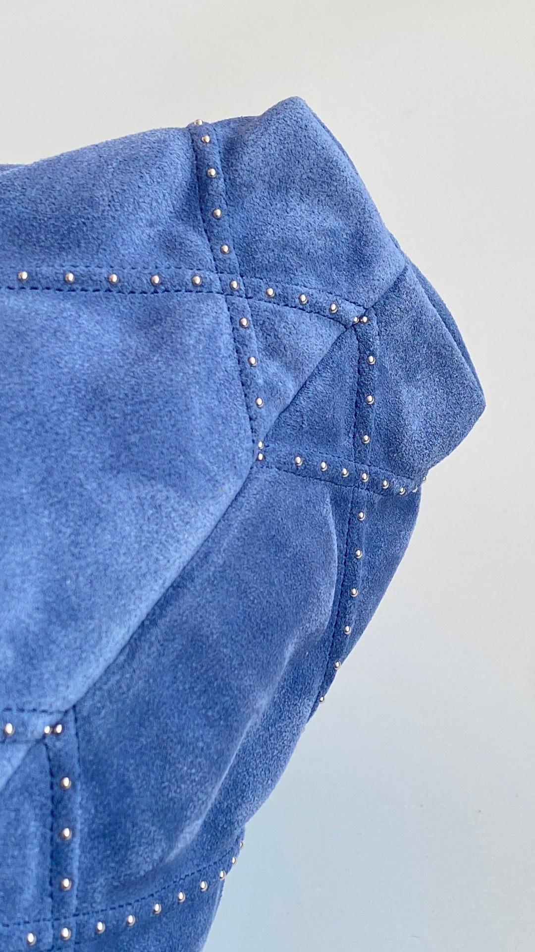 Chanel 25 Quilted Studded Bag Blue Suede