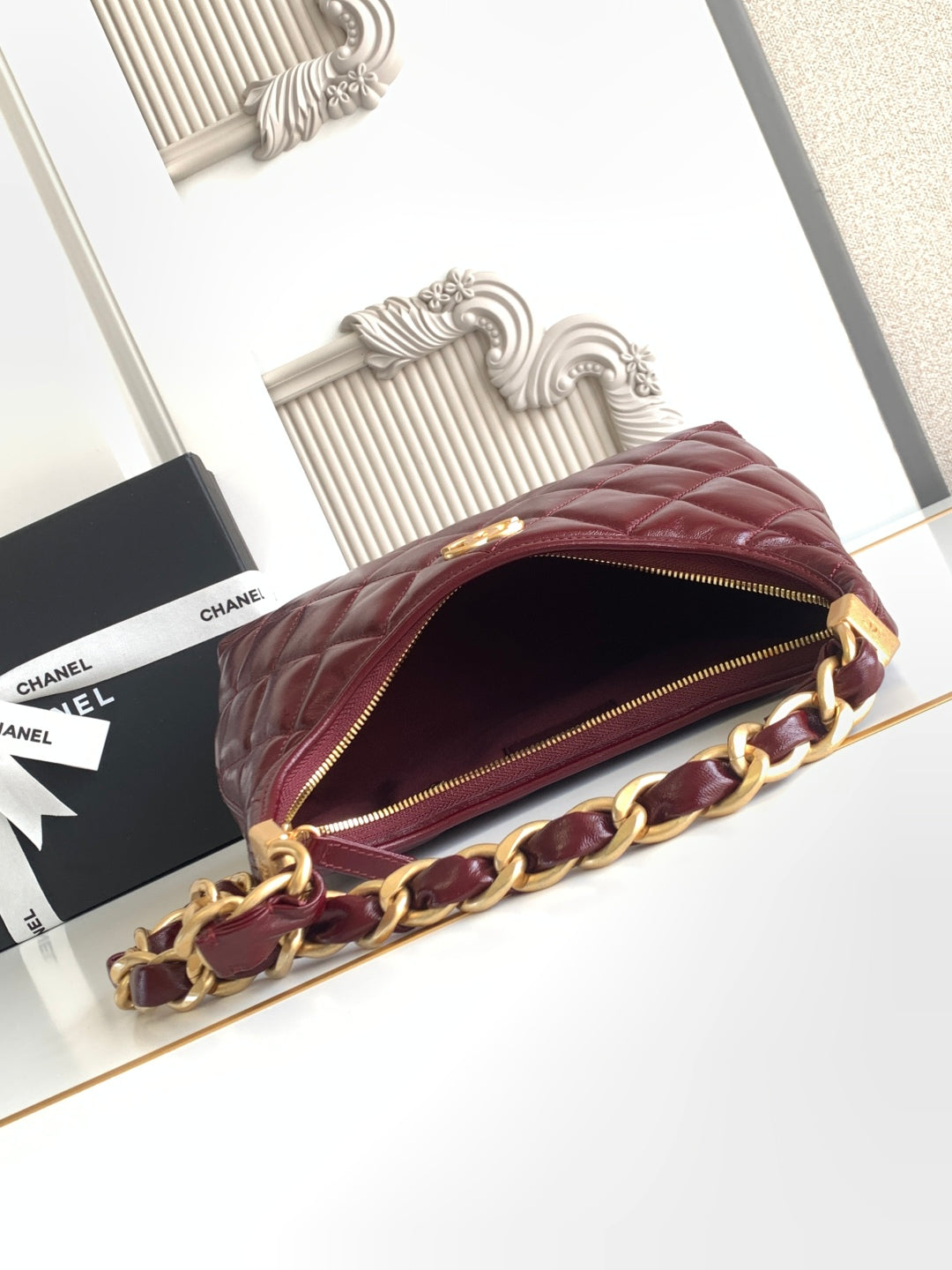 CC Hobo Bag With Chain 35cm Red Lambskin 277763 GHW