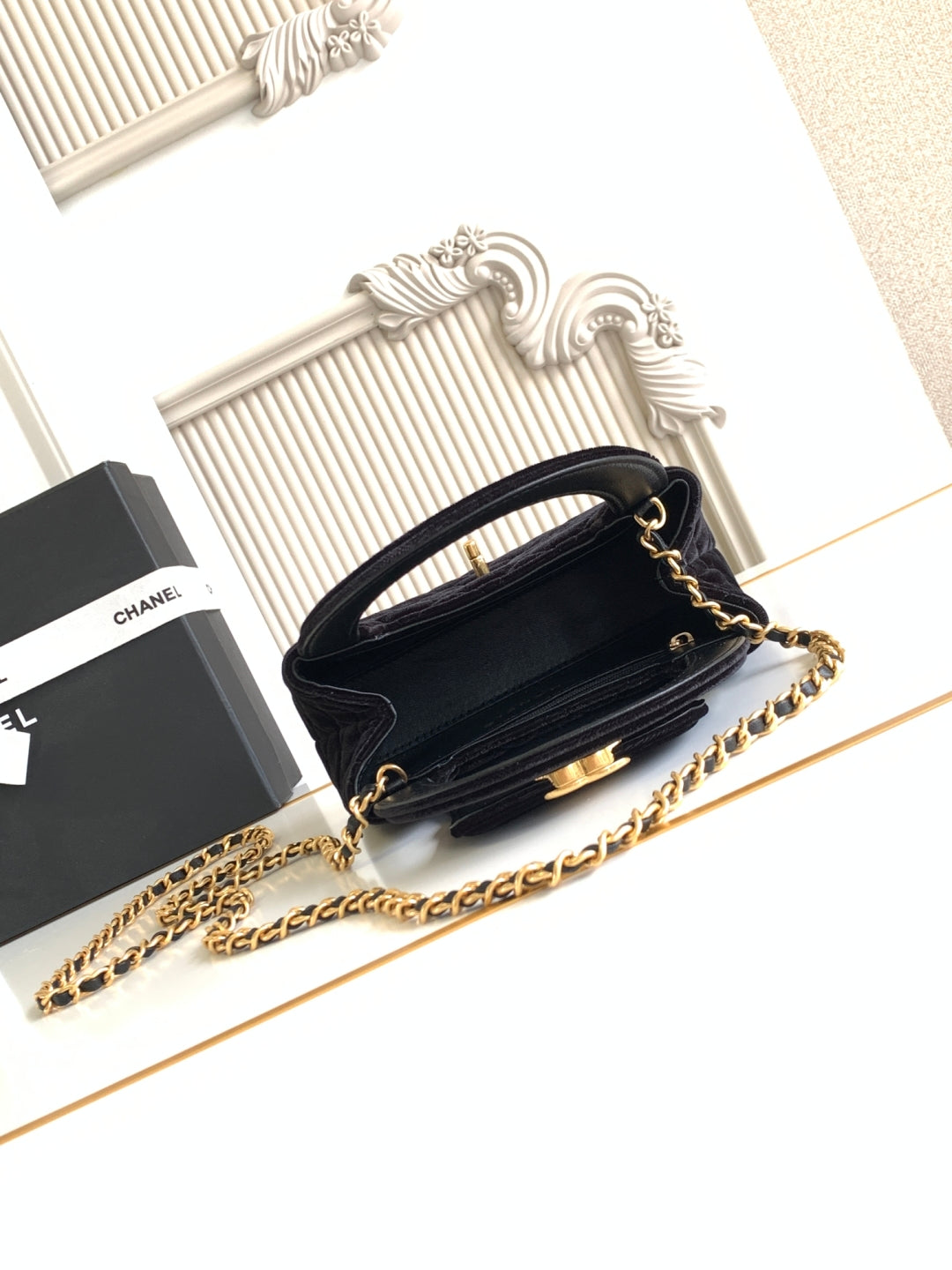 cc 24a nano 19cm kelly shopper bag black velvet