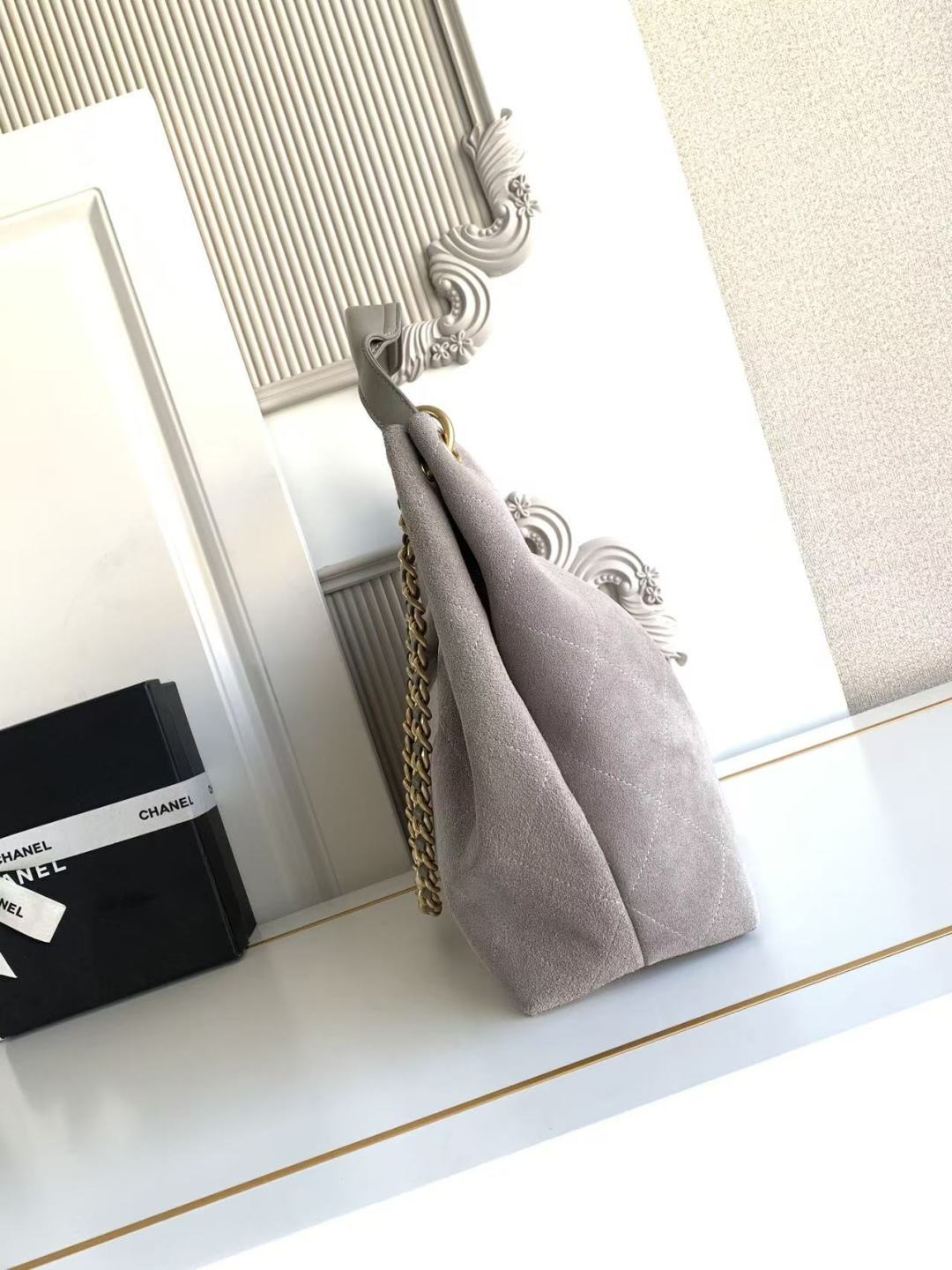 Chanel 2026 Hippie Hobo Bag 35cm Gray Suede 326216