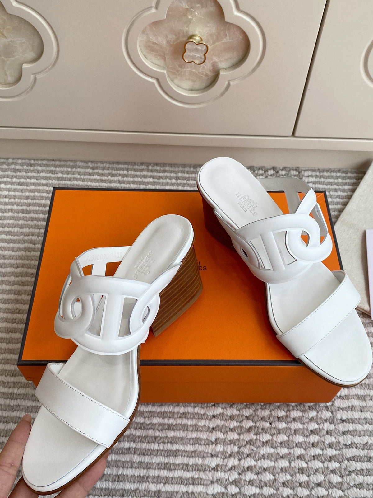 HM Lipari Sandal 7cm White Leather 776549