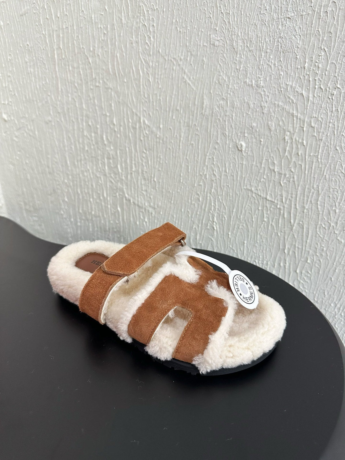 HM Chypre Sandal In Caramel Mix White Suede And Fleece Lining 961140