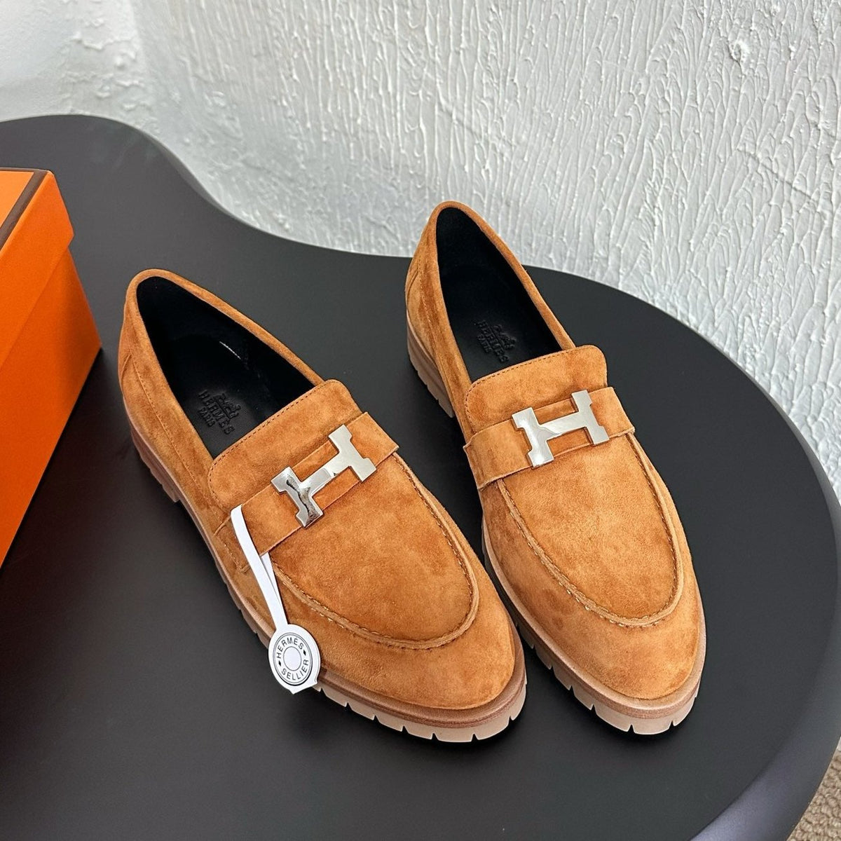 HM Faubourg Loafer 30mm Light Orange Suede 960939