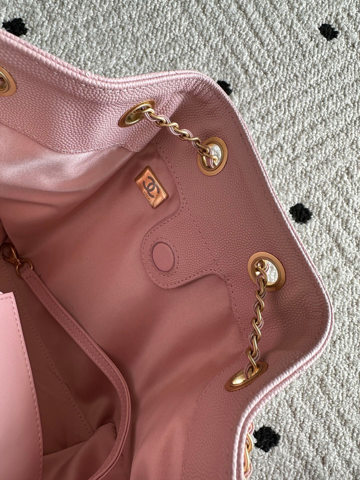 Chanel 2025 Backpack 23cm Pink Grained Calfskin 318275