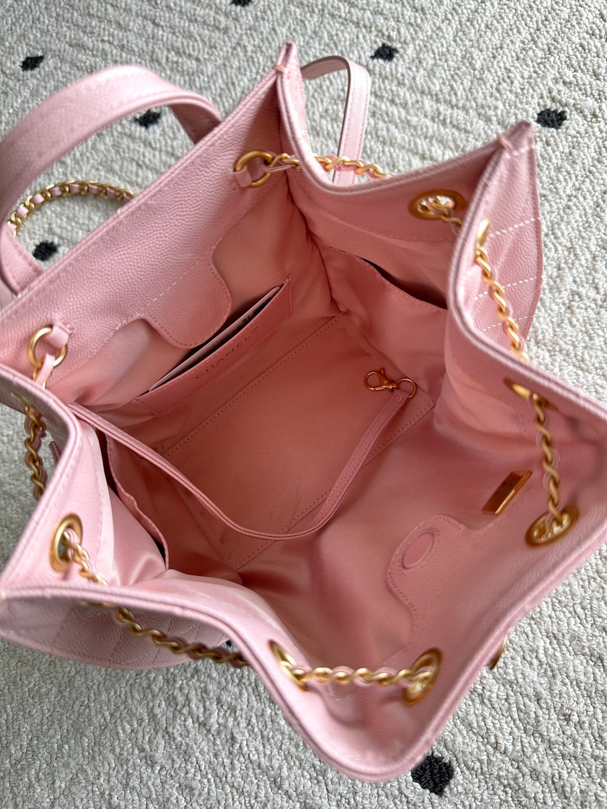Chanel 2025 Backpack 23cm Pink Grained Calfskin 318275