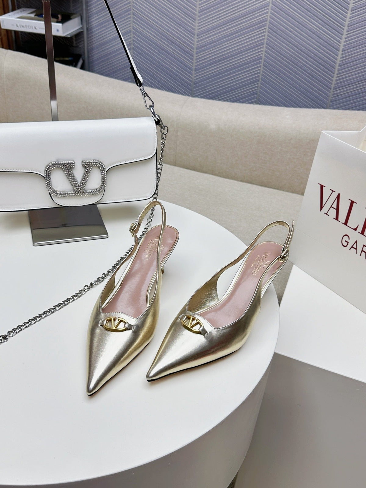 HIGH SLINGBACK 60MM IN GOLD CALFSKIN