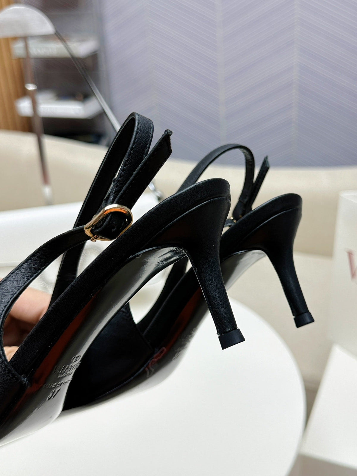 HIGH SLINGBACK 60MM IN BLACK CALFSKIN