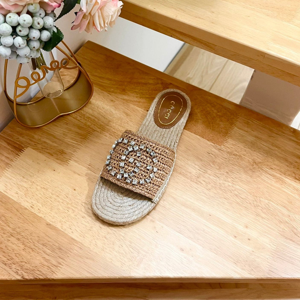 GG  Casual Style Logo Sandals Brown Caramel