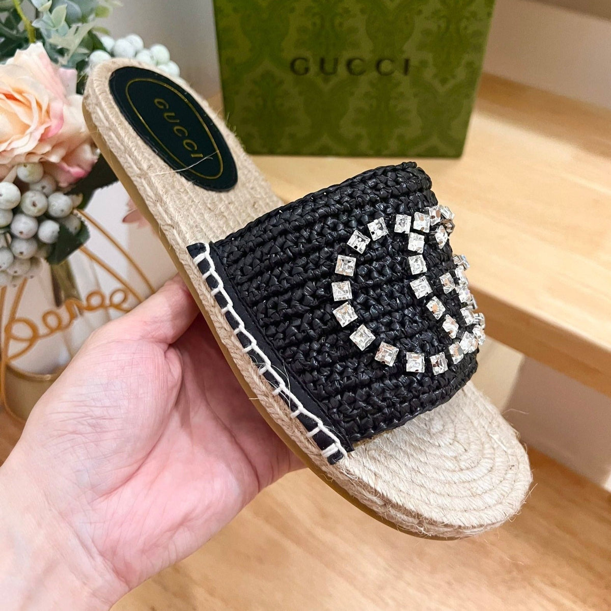 GG  Casual Style Logo Sandals Black