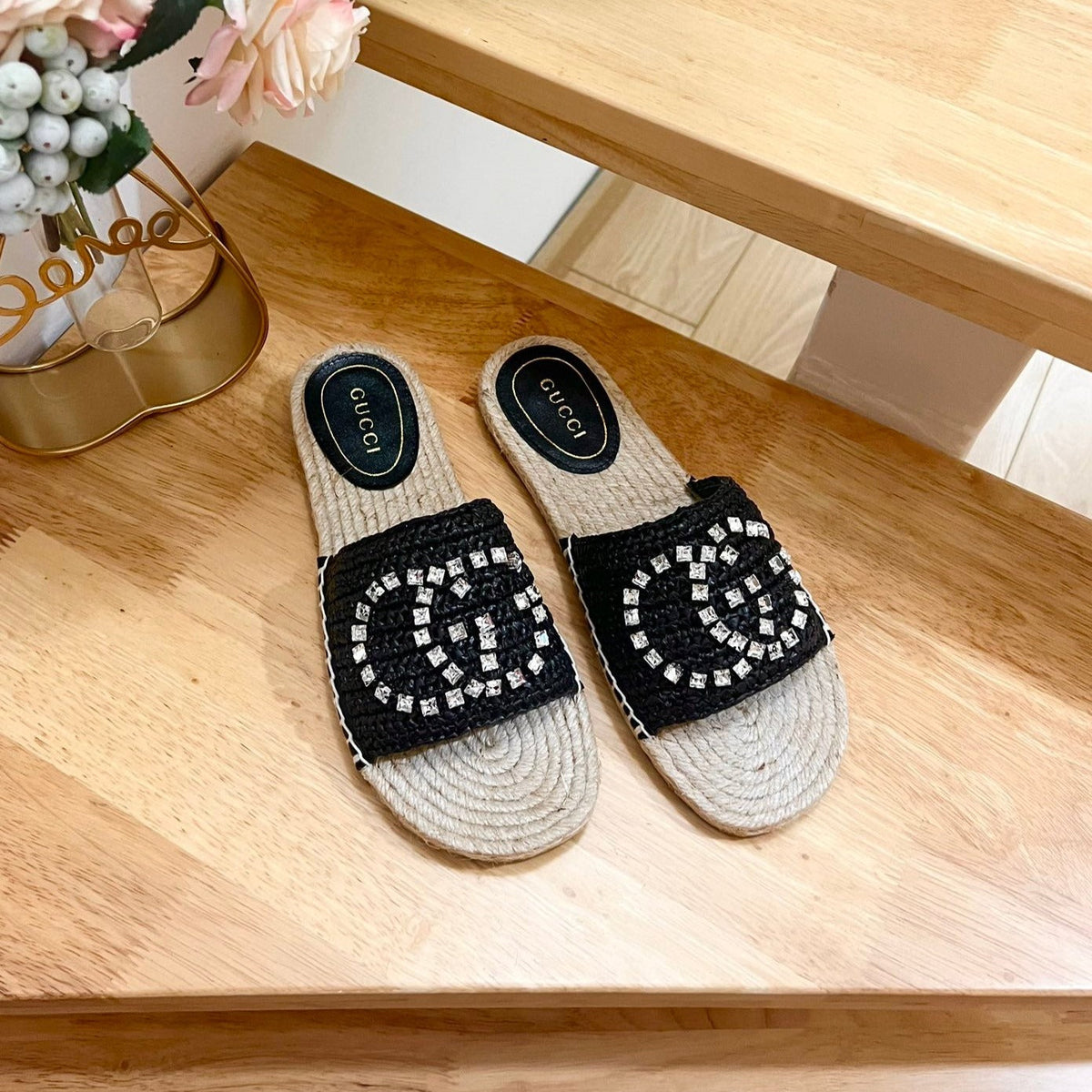 GG  Casual Style Logo Sandals Black