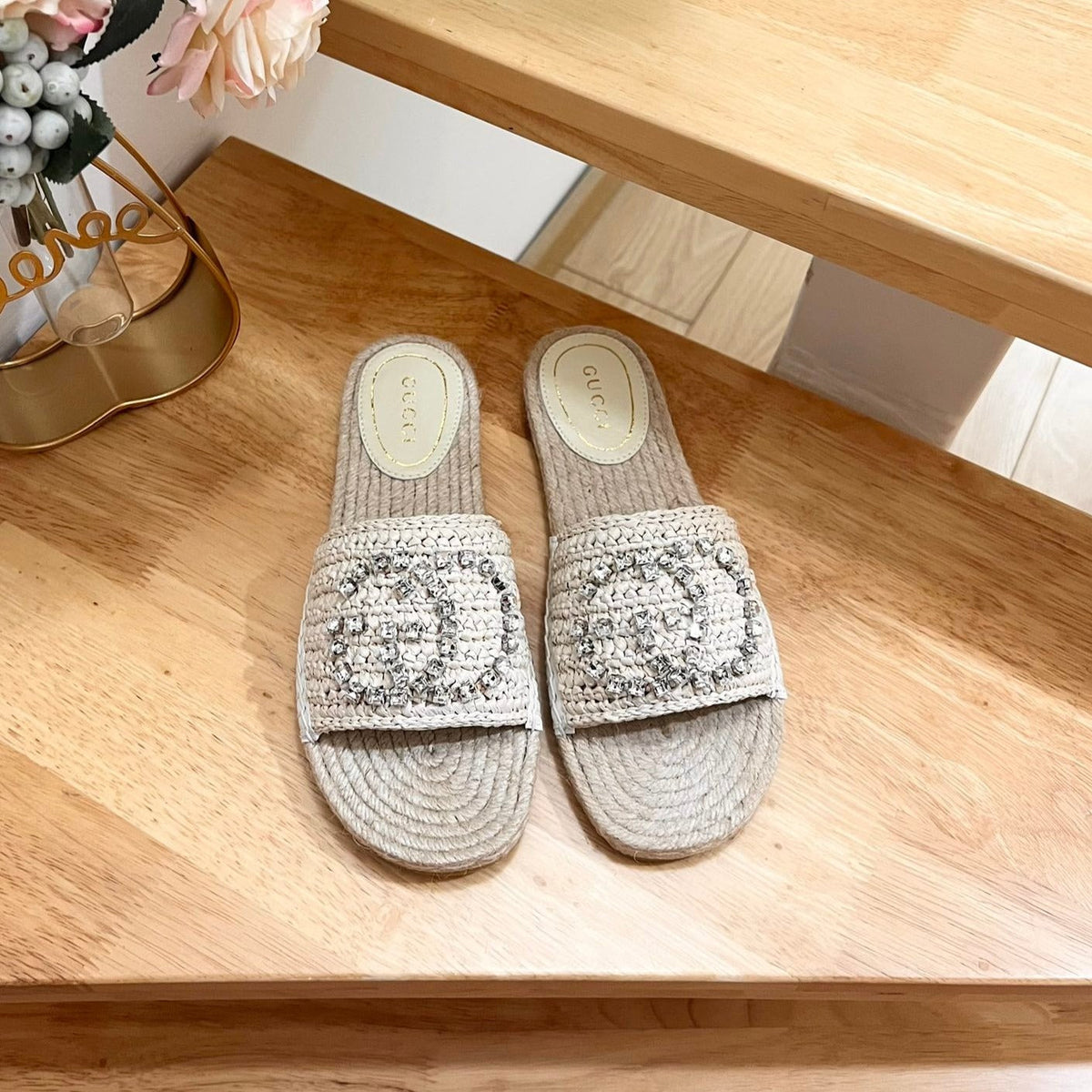 GG  Casual Style Logo Sandals Beige