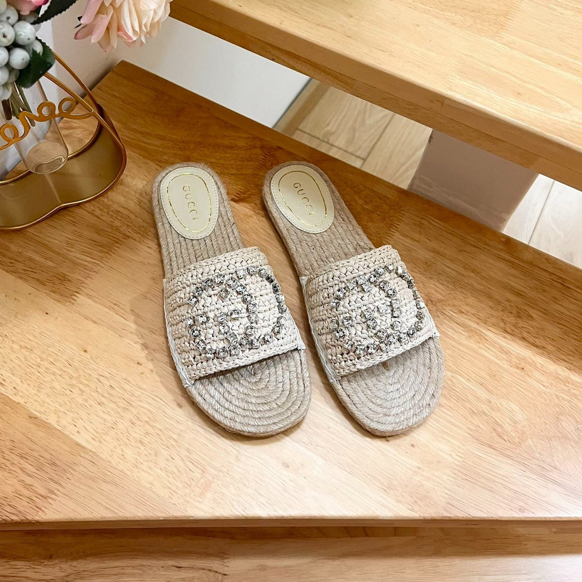 GG  Casual Style Logo Sandals Beige