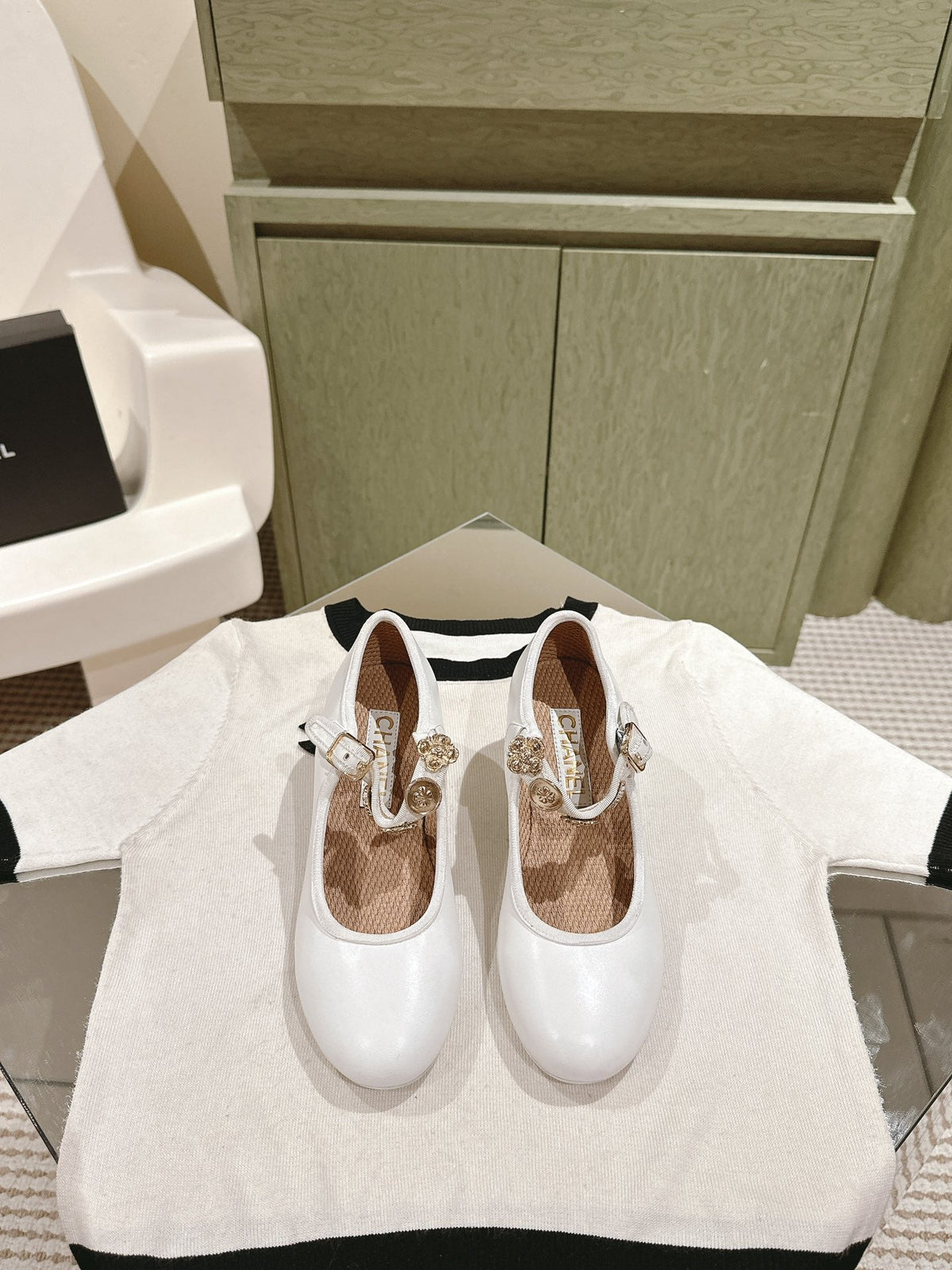 CC HIGH MARY JANE WHITE LAMBSKIN