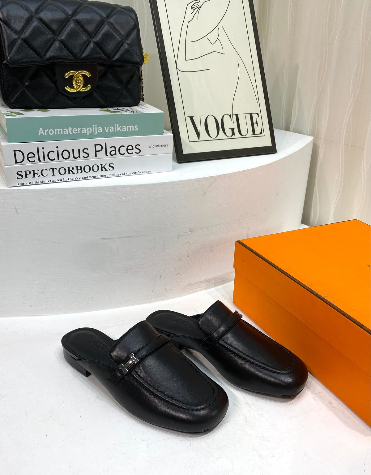 IENA MULE BLACK CALFSKIN