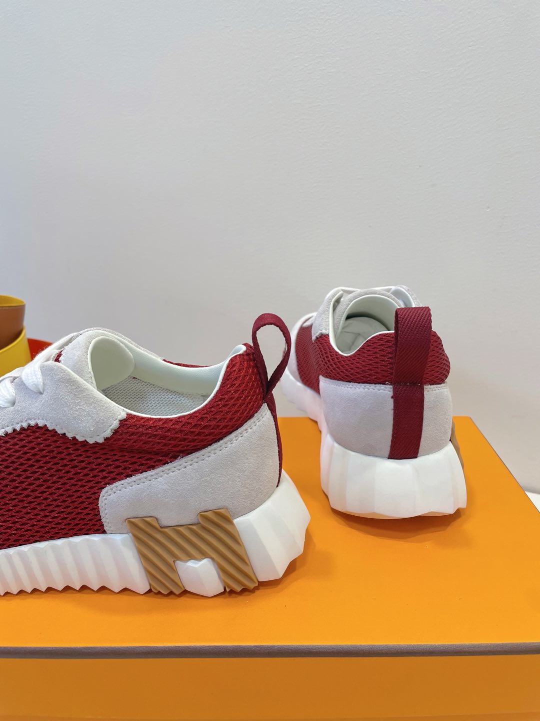 HM Bouncing sneaker Beige Gray mix Red Fabric with Suede 212285