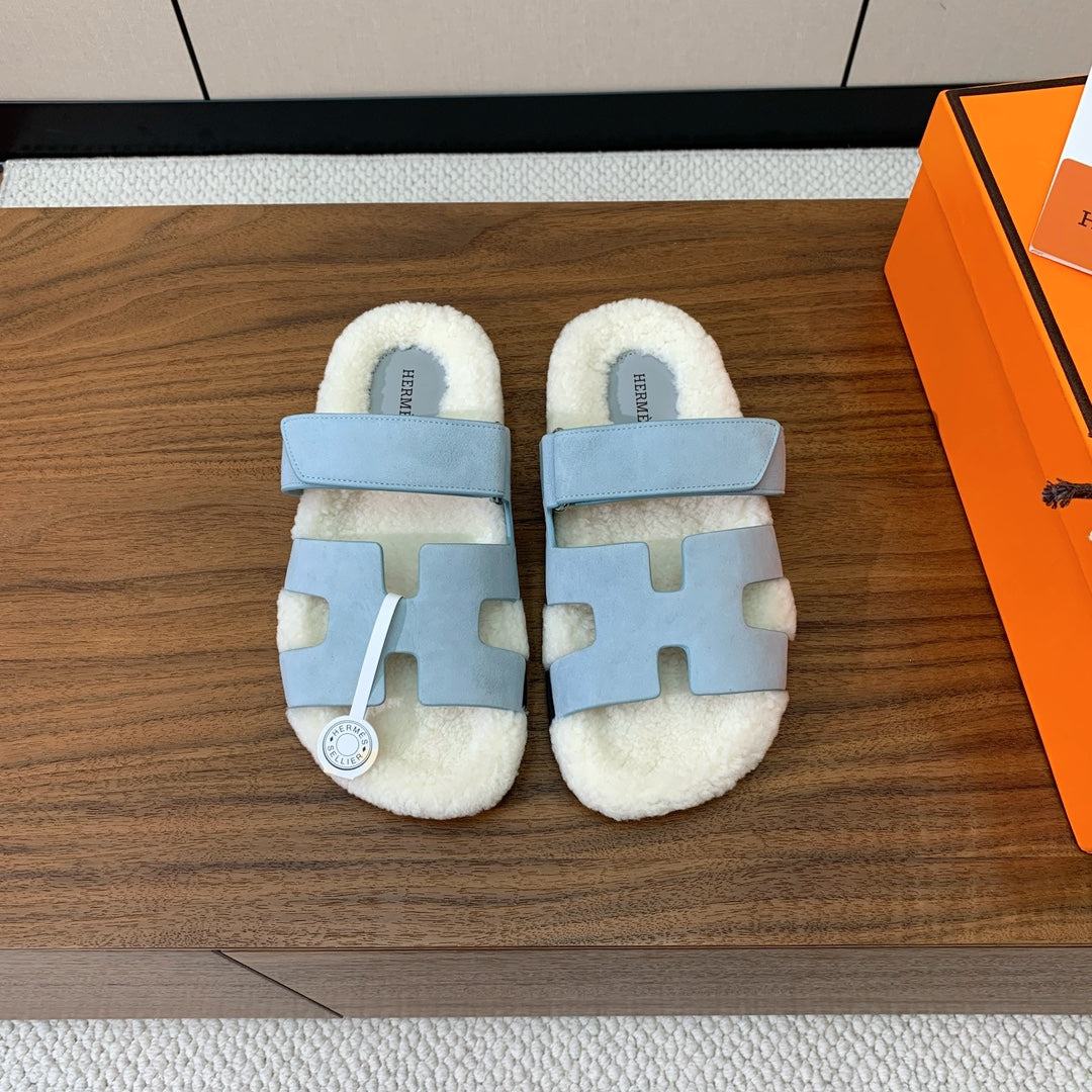 HM Chypre Sandal Cloud Blue Mix White Wool And Cowhide Lining  984208
