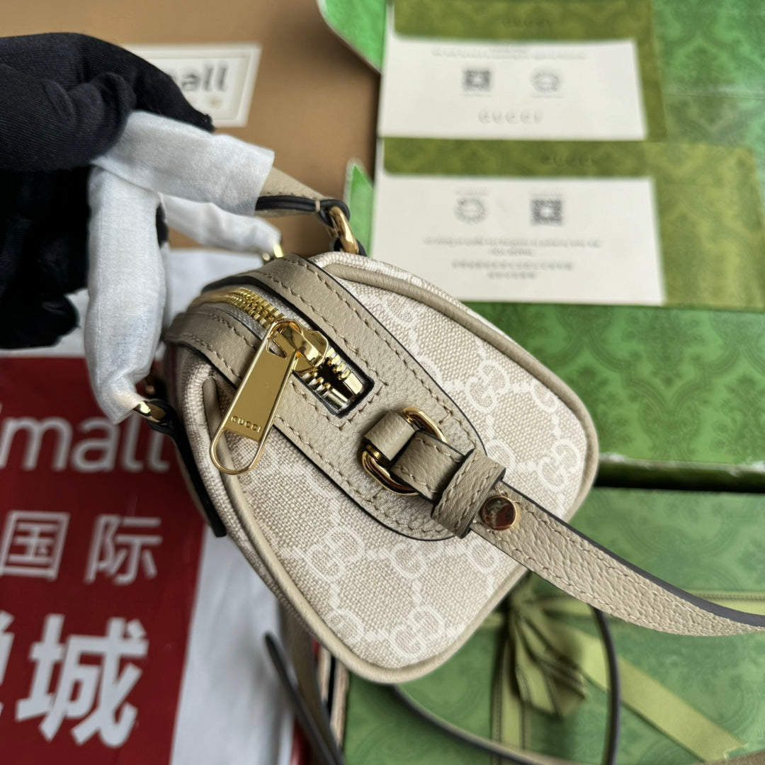 Gucci Ophidia 16.5 Bag Beige Canvas Leather 240093