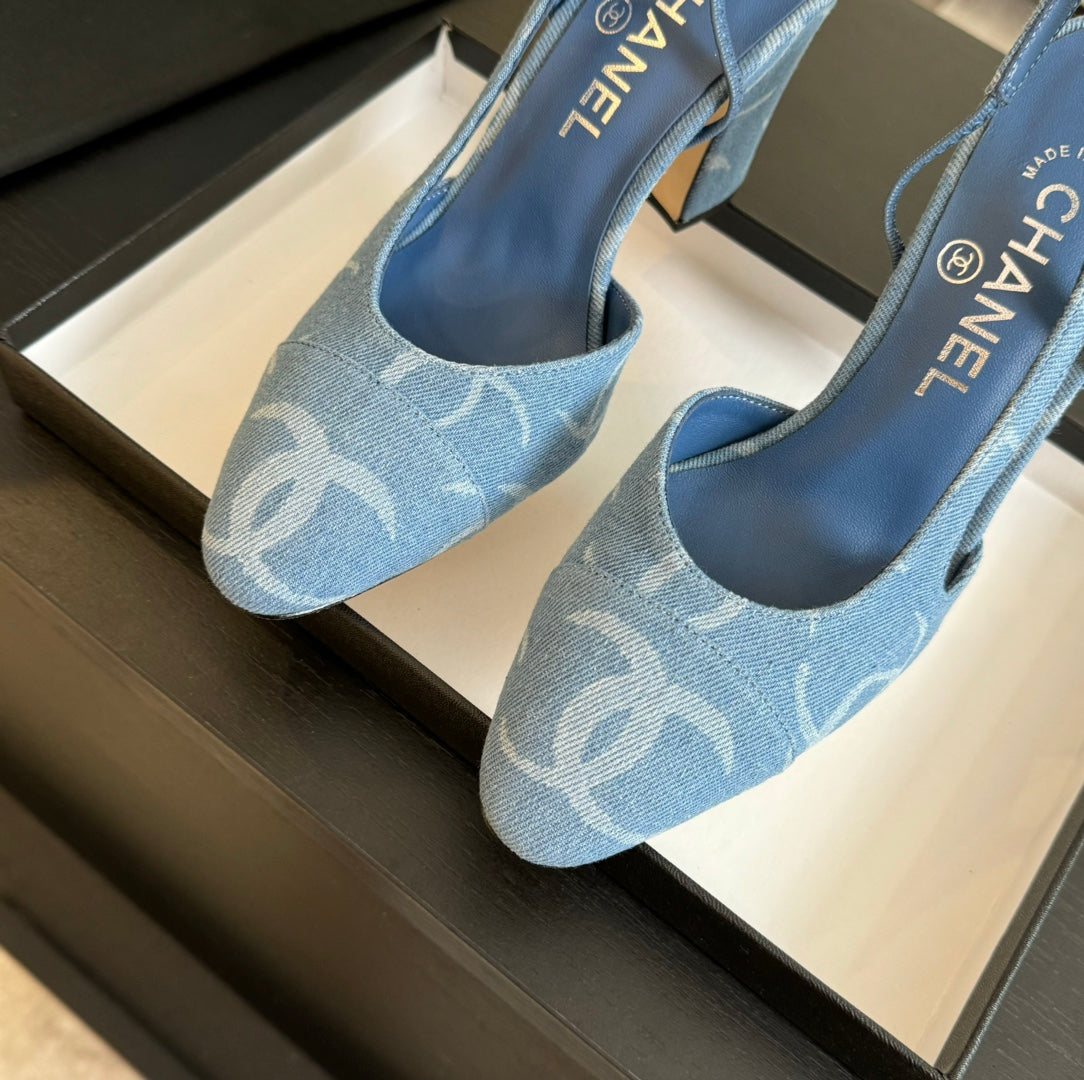 slingbacks 95 blue denim multi logo