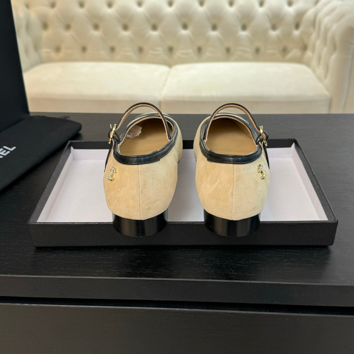 CC Mary Jane Black Beige Suede