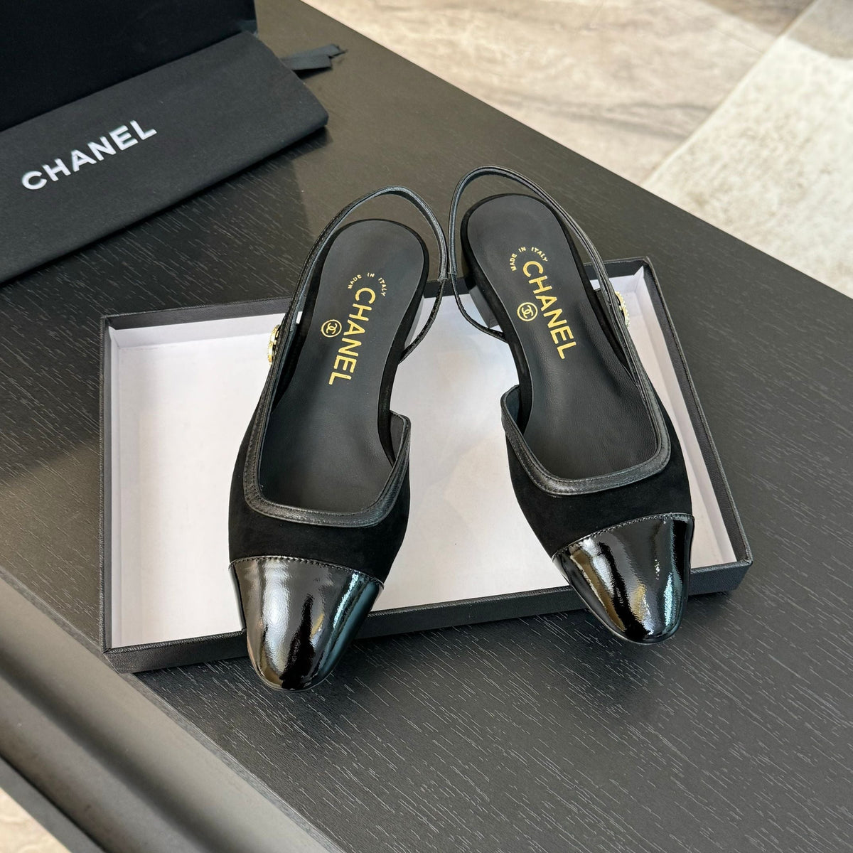 CC Slingback Black Suede