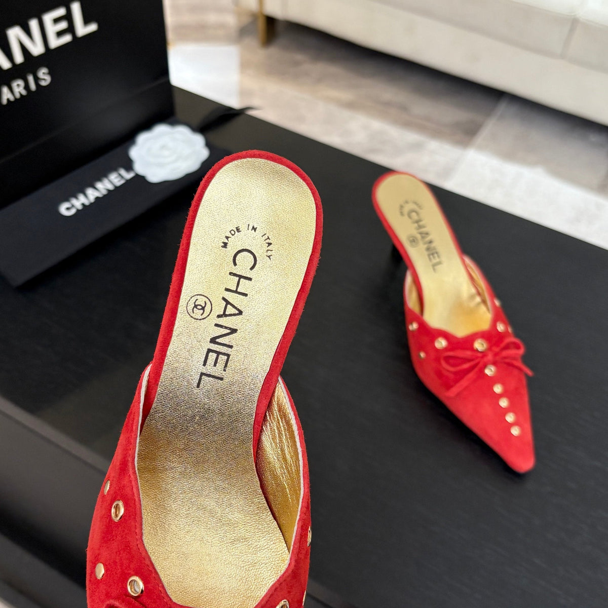 HIGH HEEL MULE 65 MM IN CANDY RED SUEDE