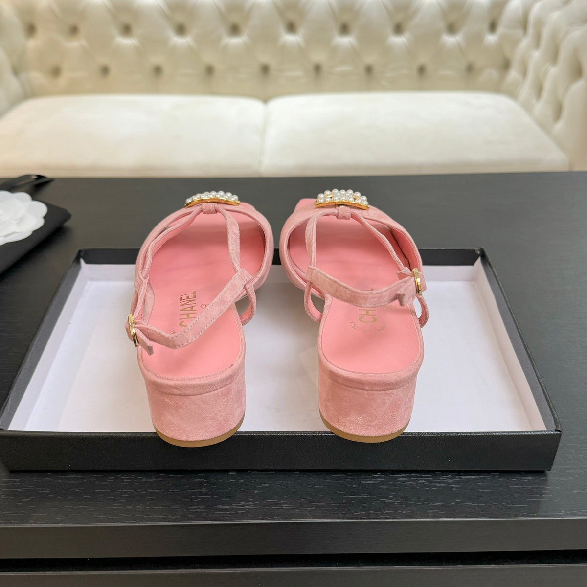 CC 25S Sandal Heel 50mm Pink Kidskin