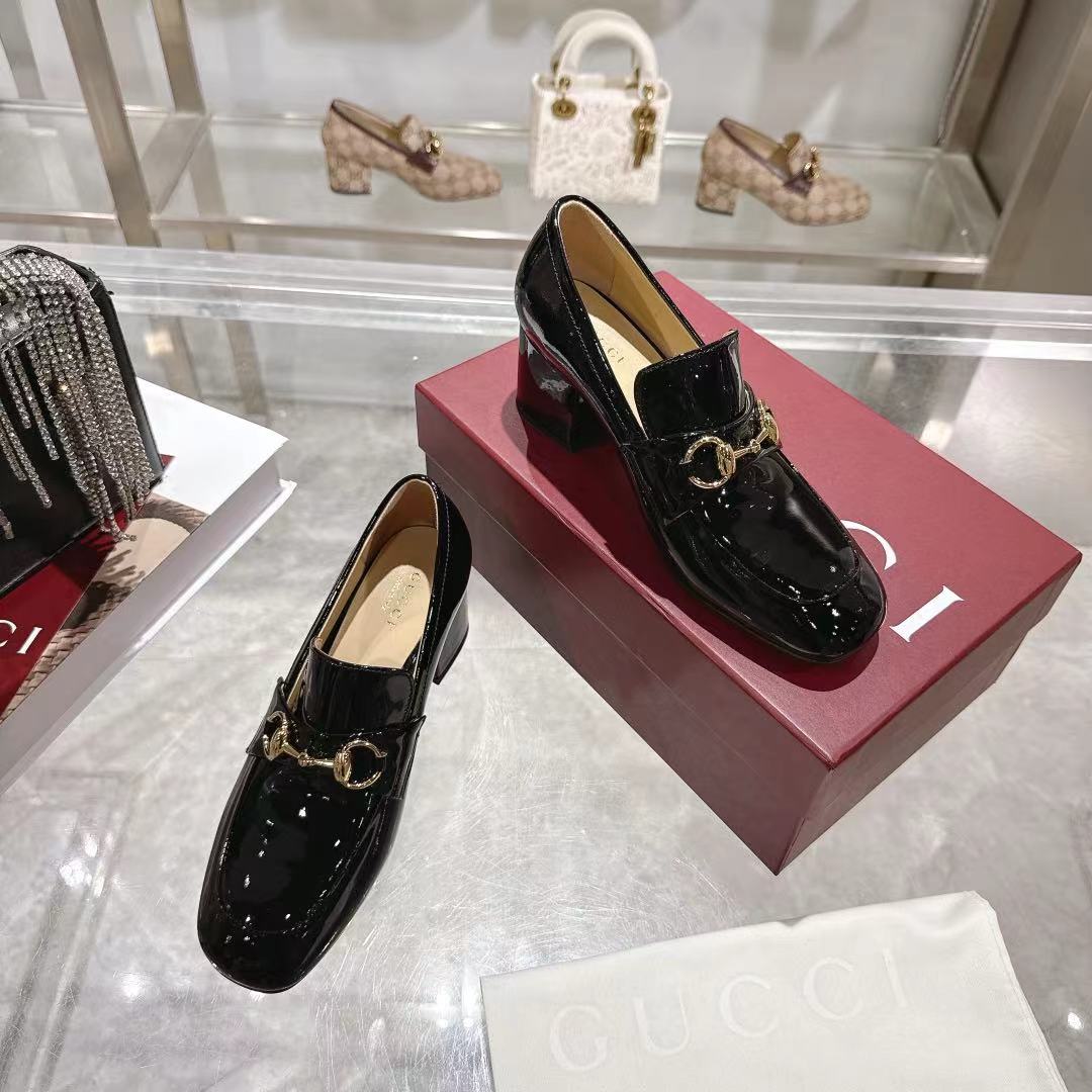 GG Women's Loafer Pump 55mm Horsebit Black Patent leather 502603